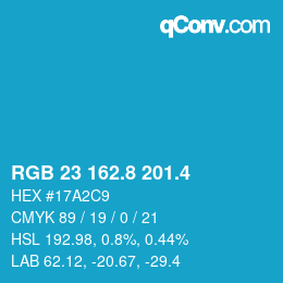 カラーコード: RGB 23 162.8 201.4 | qconv.com