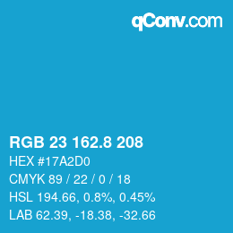カラーコード: RGB 23 162.8 208 | qconv.com