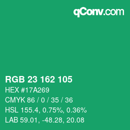 カラーコード: RGB 23 162 105 | qconv.com
