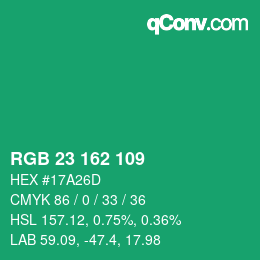 Color code: RGB 23 162 109 | qconv.com