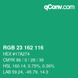 Color code: RGB 23 162 116 | qconv.com