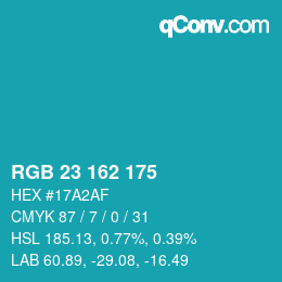 Color code: RGB 23 162 175 | qconv.com
