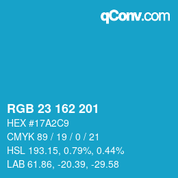 Color code: RGB 23 162 201 | qconv.com
