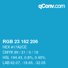 カラーコード: RGB 23 162 206 | qconv.com
