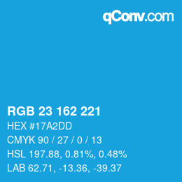 カラーコード: RGB 23 162 221 | qconv.com