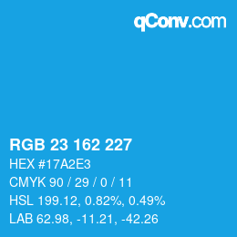 Color code: RGB 23 162 227 | qconv.com