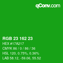 カラーコード: RGB 23 162 23 | qconv.com