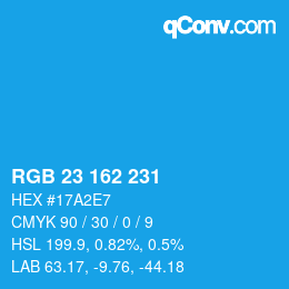 Farbcode: RGB 23 162 231 | qconv.com