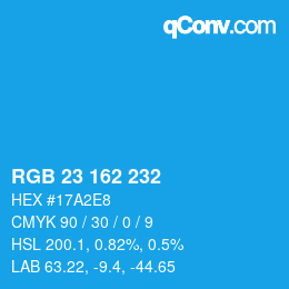 カラーコード: RGB 23 162 232 | qconv.com