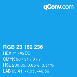 Color code: RGB 23 162 236 | qconv.com