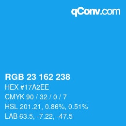 Color code: RGB 23 162 238 | qconv.com