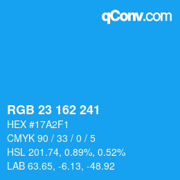 Color code: RGB 23 162 241 | qconv.com
