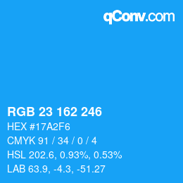 カラーコード: RGB 23 162 246 | qconv.com