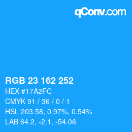 Color code: RGB 23 162 252 | qconv.com