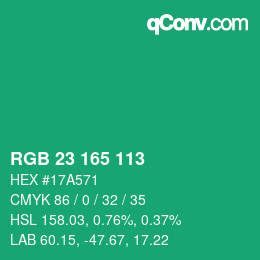 Color code: RGB 23 165 113 | qconv.com