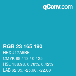 Color code: RGB 23 165 190 | qconv.com