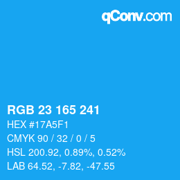 Color code: RGB 23 165 241 | qconv.com