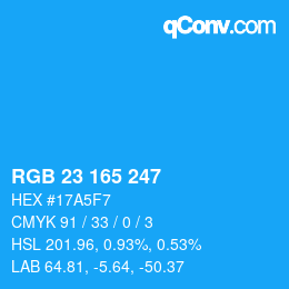 Color code: RGB 23 165 247 | qconv.com