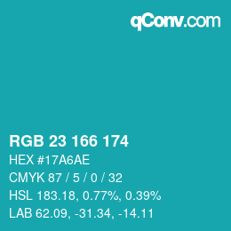 Color code: RGB 23 166 174 | qconv.com