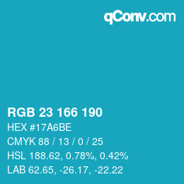 Color code: RGB 23 166 190 | qconv.com