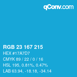 Color code: RGB 23 167 215 | qconv.com