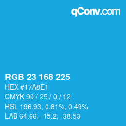 Color code: RGB 23 168 225 | qconv.com