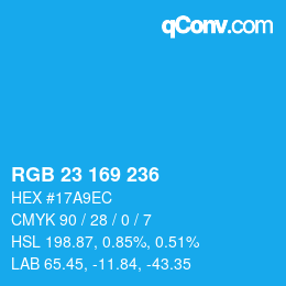 Color code: RGB 23 169 236 | qconv.com