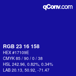 Color code: RGB 23 16 158 | qconv.com