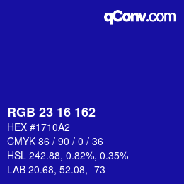 Color code: RGB 23 16 162 | qconv.com