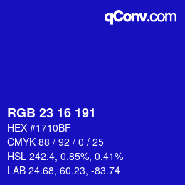 カラーコード: RGB 23 16 191 | qconv.com