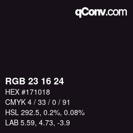Color code: RGB 23 16 24 | qconv.com
