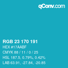 Color code: RGB 23 170 191 | qconv.com