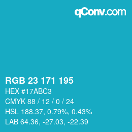 Código de color: RGB 23 171 195 | qconv.com