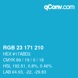 カラーコード: RGB 23 171 210 | qconv.com