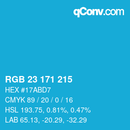 Color code: RGB 23 171 215 | qconv.com