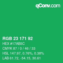 颜色代码: RGB 23 171 92 | qconv.com