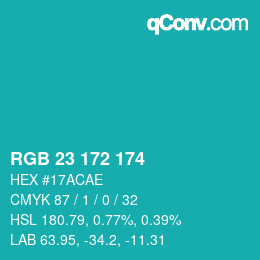 Color code: RGB 23 172 174 | qconv.com