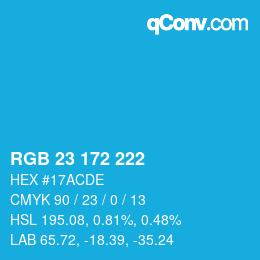 Color code: RGB 23 172 222 | qconv.com