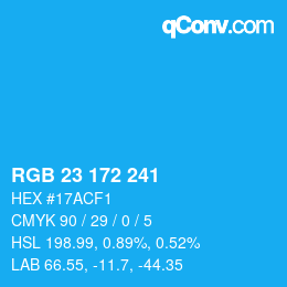 Color code: RGB 23 172 241 | qconv.com