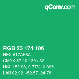 Color code: RGB 23 174 106 | qconv.com