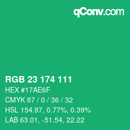 Color code: RGB 23 174 111 | qconv.com