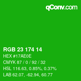 Color code: RGB 23 174 14 | qconv.com