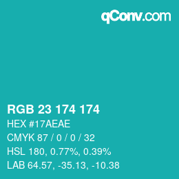 Color code: RGB 23 174 174 | qconv.com