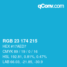 Color code: RGB 23 174 215 | qconv.com