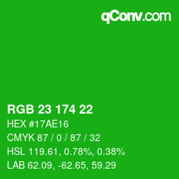 Color code: RGB 23 174 22 | qconv.com