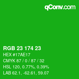 Color code: RGB 23 174 23 | qconv.com