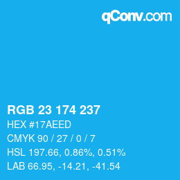 Color code: RGB 23 174 237 | qconv.com