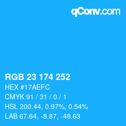 Color code: RGB 23 174 252 | qconv.com