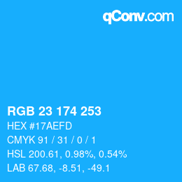 Color code: RGB 23 174 253 | qconv.com