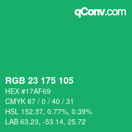Color code: RGB 23 175 105 | qconv.com